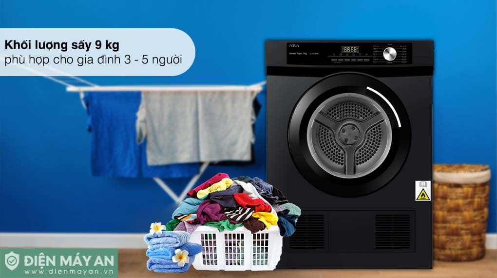 Máy sấy thông hơi Aqua 9 kg AQH-V901K PS